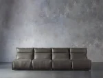 Rowland Leather Four-Piece Armless Motion Modular Sofa