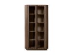 American Oak Mulholland Glass Cabinet Features Radius Corners