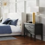 Lenox Wood Nightstand French Antique Bedside table With Two Drawers Chest - Image 2