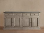 Kensington Marble Top Sideboard Pine Buffet Storage Cabinet Wood Living Room Cabinet - Image 5