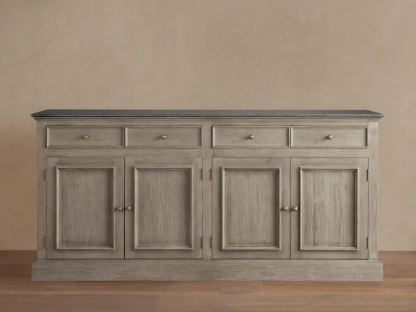 Kensington Marble Top Sideboard Pine Buffet Storage Cabinet Wood Living Room Cabinet - Image 5
