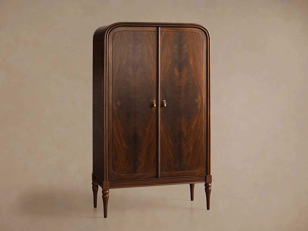 0f154fba-06f3-4ced-9bdd-8c5ec52e9f92.jpg Frances Mahogany Tall Cabinet Vintage Wood Storage Cabinet - Image 1