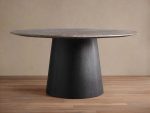 Saint Germain Round Dining Table with Carrara Marble Top Wood Toulouse Base - Image 7