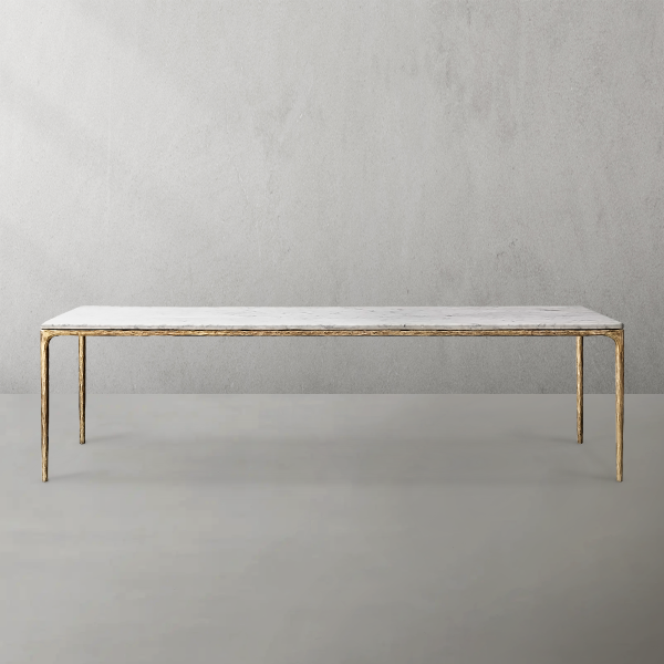 Thaddeus Metal Marble Rectangular Dining Table Hand-Forged Kitchen Table - Image 14