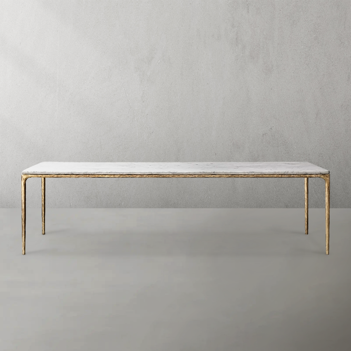 1-273_cb364806-a000-47ea-a9e2-ecd71d53994c.png Thaddeus Metal Marble Rectangular Dining Table Hand-Forged Kitchen Table - Image 1
