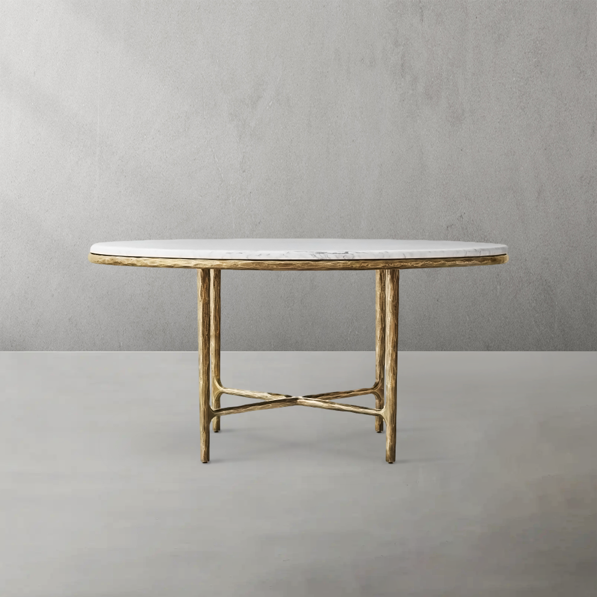 1-274_528be1ca-acab-4664-9191-f68386decac1.png Thaddeus Metal Marble Round Dining Table Hand-Forged Kitchen Table - Image 1