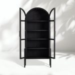 Hattie Wright Mediterranean Glass Door Display Cabinets Wood Living Dining Room Tall Cabinets - Image 20