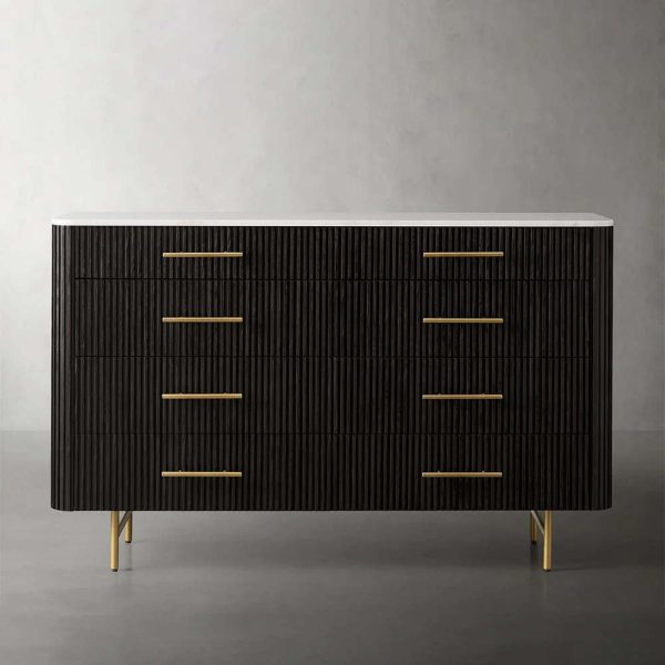 Finnley Wood Eight-Drawer Dresser with Marble or Bluestone Top Rural Chest Of 8 Drawers Cabinet - Image 4