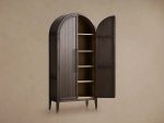 Hattie Oak Storage Cabinet Living Room Wood Tall Display Cabinet Bookcase - Image 6