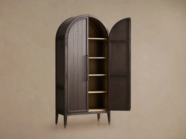 Hattie Oak Storage Cabinet Living Room Wood Tall Display Cabinet Bookcase - Image 6