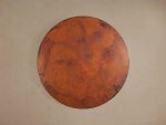 Recycled Metal Round Dining Table Metal Hand-Hammered Top & Black Vertex Iron Base - Image 3