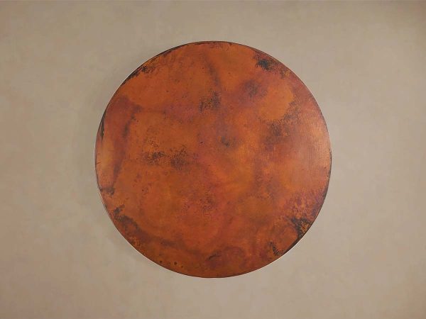 Recycled Metal Round Dining Table Metal Hand-Hammered Top & Black Vertex Iron Base - Image 3