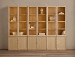 Nason Modular Glass Display Cabinets Oak Wood Tall Cabinets Large Bookcase with Integrated LED Lighting - Image 7