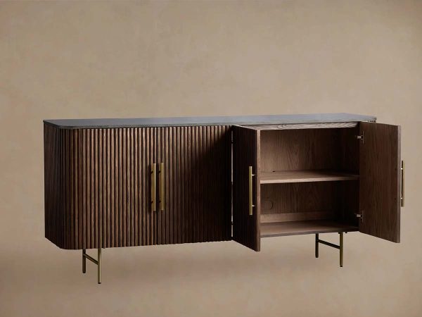 Finnley Wood Sideboard Marble Countertop Buffet Storage Cabinet Rural Entryways Cabinet - Image 12