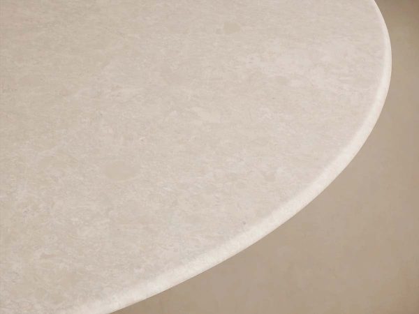 Saint Germain Round Dining Table with Marble Top Wood Dauphine Base - Image 9