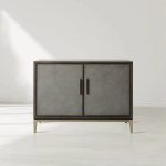 Malone Two-Door Wood Buffet Cabinet Sideboard With Leather Accents - Image 8