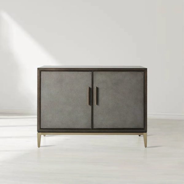 Malone Two-Door Wood Buffet Cabinet Sideboard With Leather Accents - Image 8