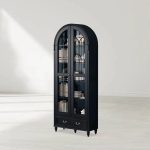 Hattie II Glass tall Display Cabinet Wood Classical European Design - Image 3