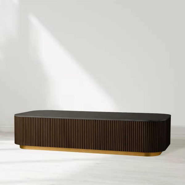 Finnley Solid Wood Coffee Table Stone Top Sofa Center Tea Table - Image 15