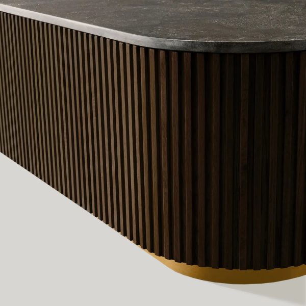 Finnley Solid Wood Coffee Table Stone Top Sofa Center Tea Table - Image 16
