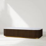 Finnley Solid Wood Coffee Table Stone Top Sofa Center Tea Table - Image 17