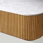 Finnley Solid Wood Coffee Table Stone Top Sofa Center Tea Table - Image 11