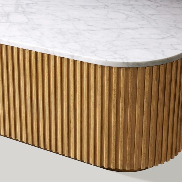 Finnley Solid Wood Coffee Table Stone Top Sofa Center Tea Table - Image 11