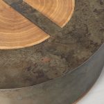 Acacius Round Coffee Table Yukas Wood Cocktail Table Sofa Industrial Center Tea Table - Image 2