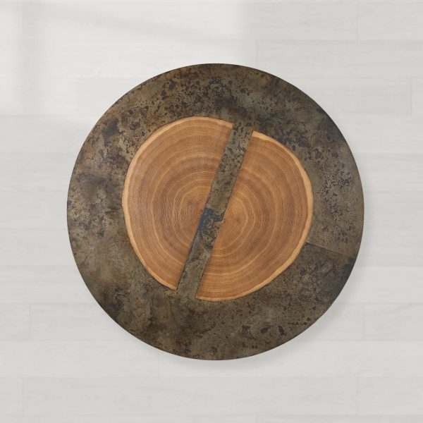 Acacius Round Coffee Table Yukas Wood Cocktail Table Sofa Industrial Center Tea Table - Image 3