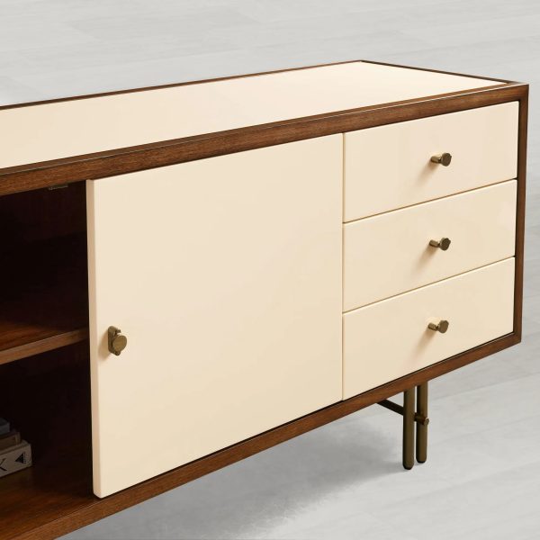Henton Eucalyptus Wood TV Stand Living Room Entrance Six Drawers Cabinet Media Console - Image 3
