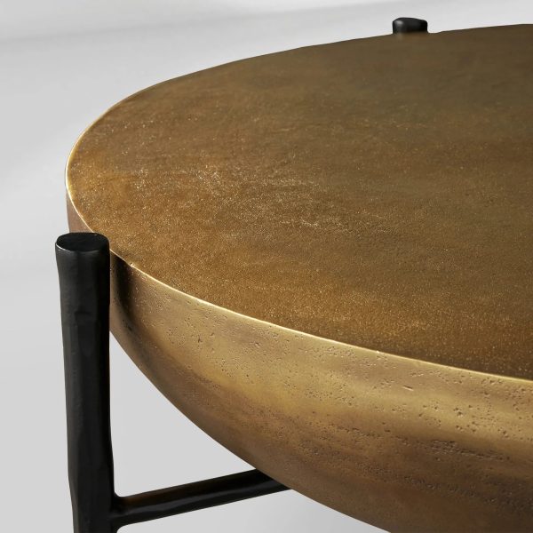 Donovan Cast Aluminum Coffee Table Round Living Room Cocktail Table Metal Top Center Tea Table - Image 7