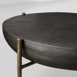 Donovan Cast Aluminum Coffee Table Round Living Room Cocktail Table Metal Top Center Tea Table - Image 3