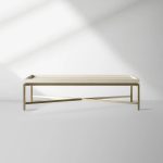 Malone Leather Top Coffee Table Modern Cocktail Table Living Room Center Tea Table with Steel Base