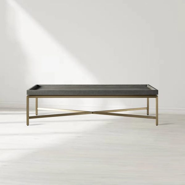 Malone Leather Top Coffee Table Modern Cocktail Table Living Room Center Tea Table with Steel Base - Image 4