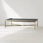 Malone Leather Top Coffee Table Modern Cocktail Table Living Room Center Tea Table with Steel Base - Image 5