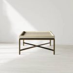 Malone Leather Top Coffee Table Modern Cocktail Table Living Room Center Tea Table with Steel Base - Image 3