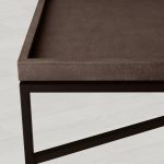 Malone Leather Top Coffee Table Modern Cocktail Table Living Room Center Tea Table with Steel Base - Image 9