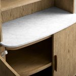 Danny Wood Tall Display Hutch With Marble Top Oak Sideboard buffet Storage Table Kitchen Pantry Cabinet - Image 7