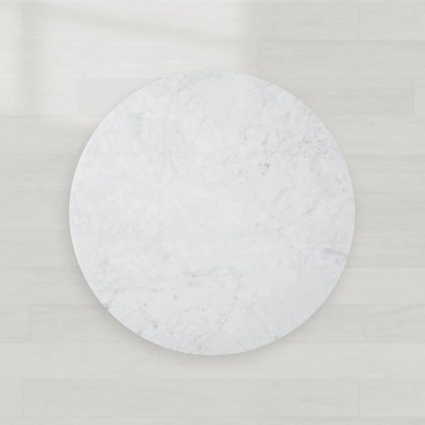 Danny Round Marble Top Coffee Table Oak Wood Base Cocktail Table Living Room Center Tea Table - Image 3