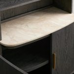Danny Wood Tall Display Hutch With Marble Top Oak Sideboard buffet Storage Table Kitchen Pantry Cabinet - Image 3