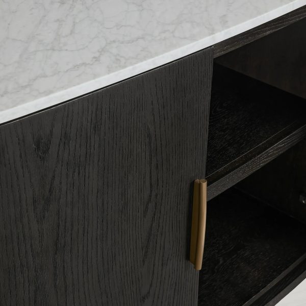 Danny Marble Top Sideboard Oak Wood Buffet Buffet Table Cabinet Country Entryways TV Cabinet - Image 3