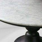 Amelia Dining Table with Marble Top & Wood Curved Base Natural Stone Dining Table - Image 2