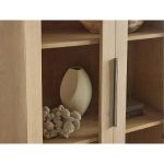 Caden Walnut Tall Display Cabinet Wood Curio Storage Cabinet Entryway China Cabinet Glass Door Bookcase - Image 6
