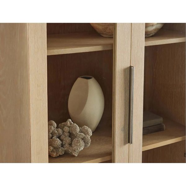 Caden Walnut Tall Display Cabinet Wood Curio Storage Cabinet Entryway China Cabinet Glass Door Bookcase - Image 6