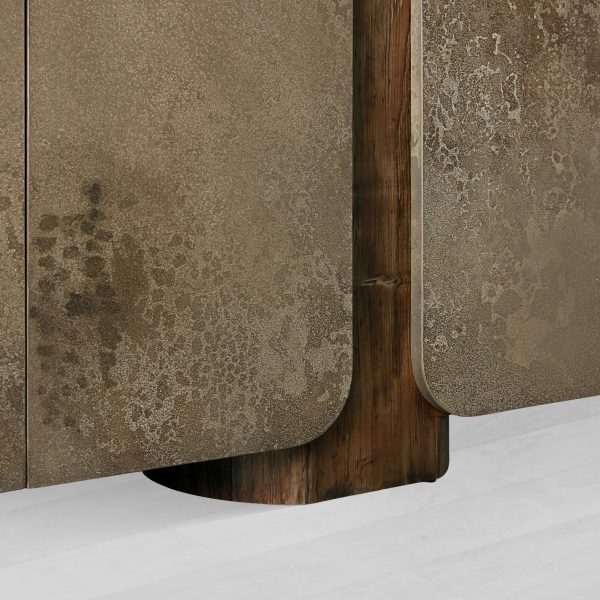 Alvaro Raw Wood Stumps Tabletop Sideboard Aluminum Buffet Table Living Room Entryways Cabinet - Image 3