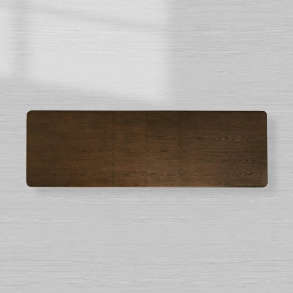 Warby Extension Dining Table with Solid Oak Wood Rectangular  Two 18" Leaves Mocha Finish - Image 5
