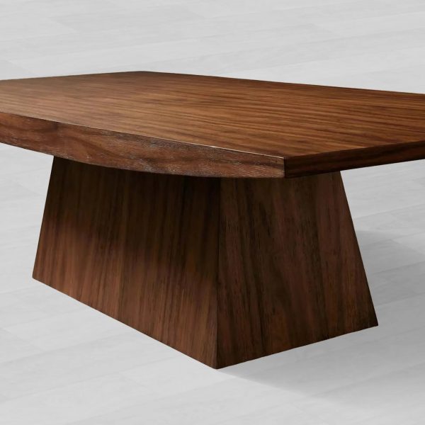 Ilaria Walnut Coffee Table Living Room Center Tea Table Classic Pedestal Cocktail Table - Image 3