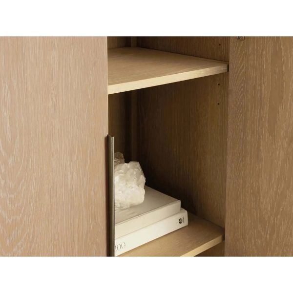 Caden Wood Door Tall Storage Cabinet Walnut Curio Display Cabinet dining Entryway China Cabinet - Image 4