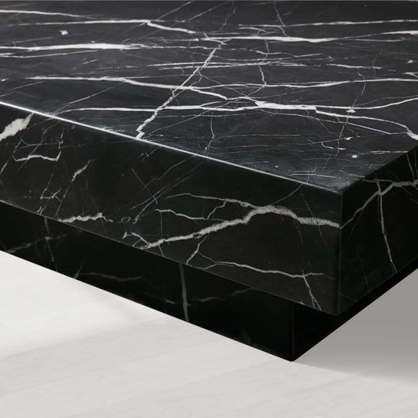 Cinzia Rectangle Stone Coffee Table Natural Marble Cocktail Table Plinth Base Sofa Center Tea Table - Image 3