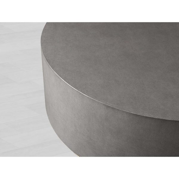 Malone Round Plinth Coffee Table Leather Cocktail Table Modern Living Room Center Tea Table - Image 3